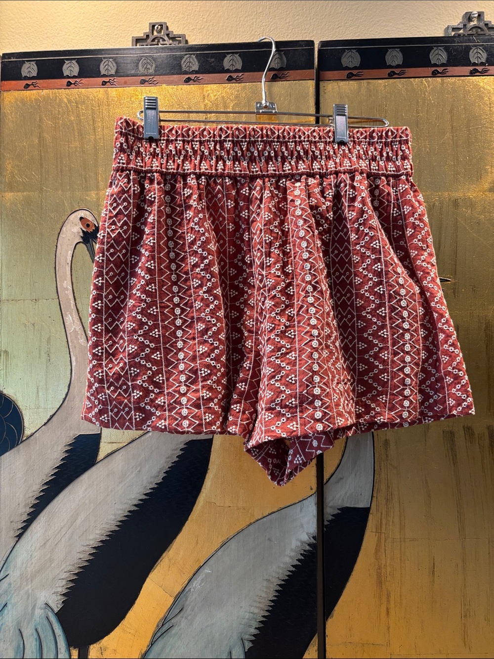 Embroidered Elastic-Waist Shorts